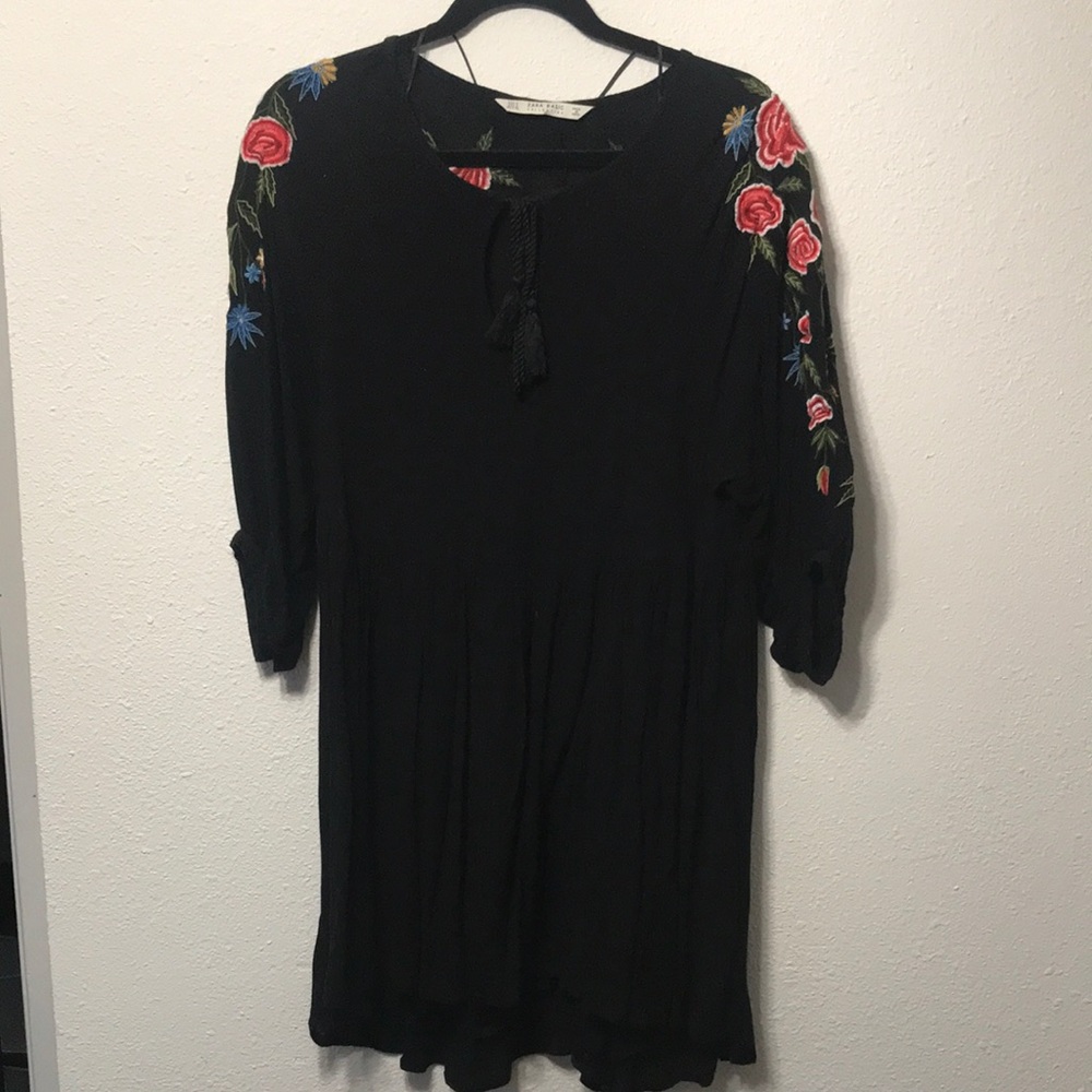 Zara black embroidered dress